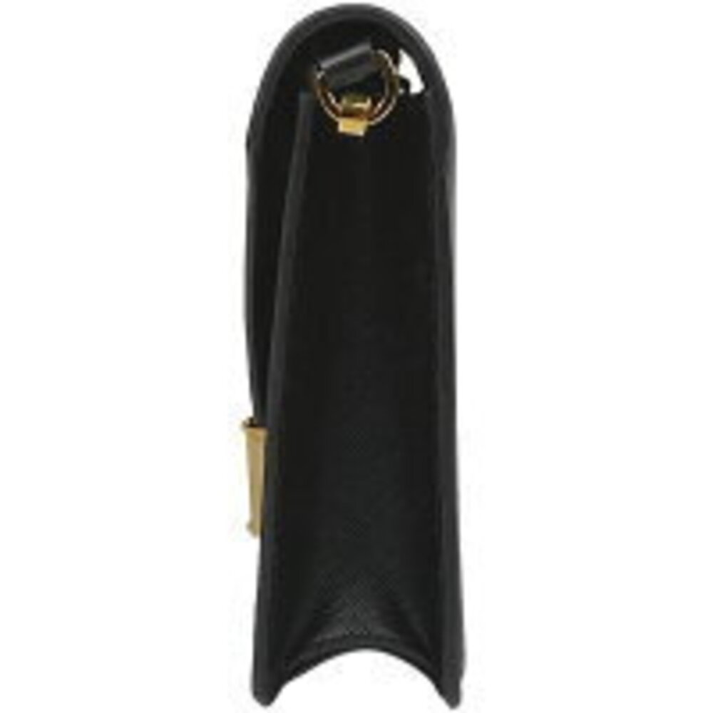 Prada Saffiano Leather Chain Shoulder Bag Logo Plate Clutch Nero Black - Picture 2 of 5